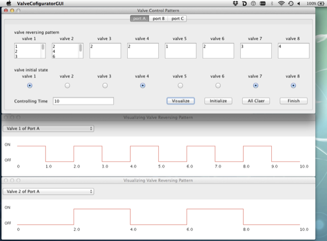 ValveController: A configuration tool for controlling valves attached to microfluidics device.